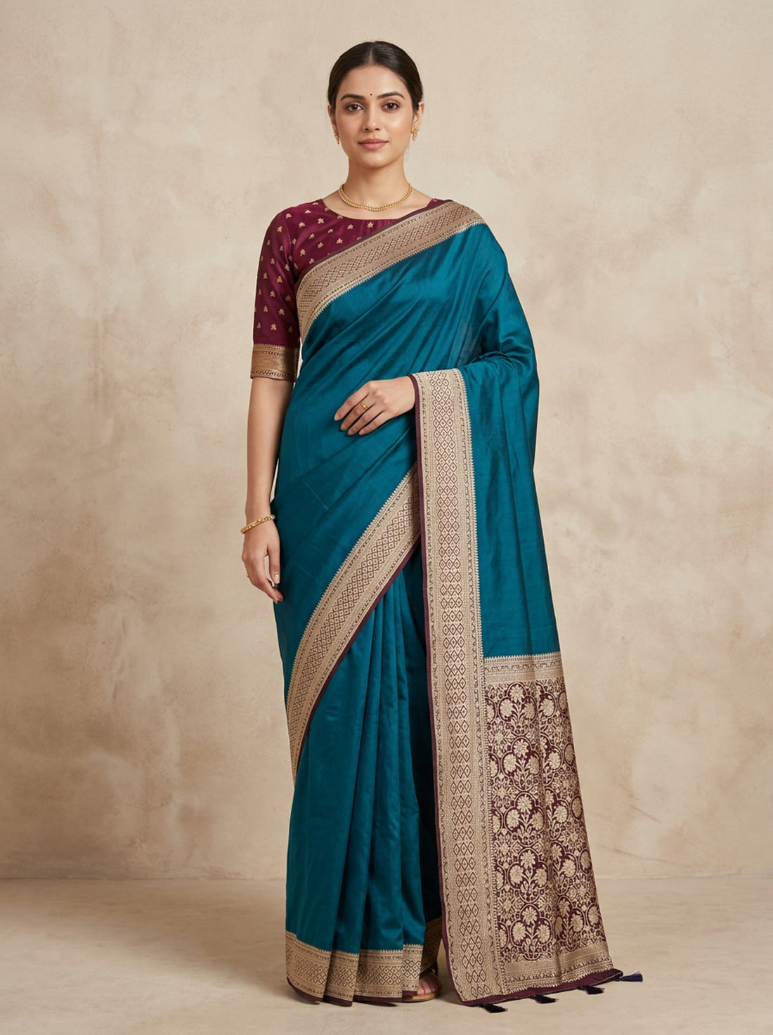 Blue Cotton Silk Print Saree