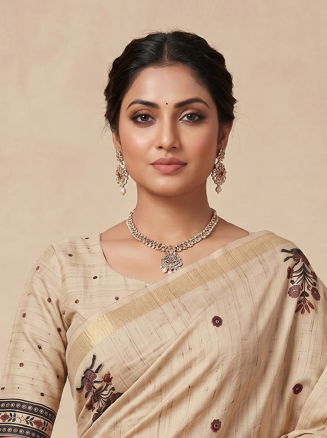 Saantha Signature|Tussar Colour Tissue Linen Print Saree
