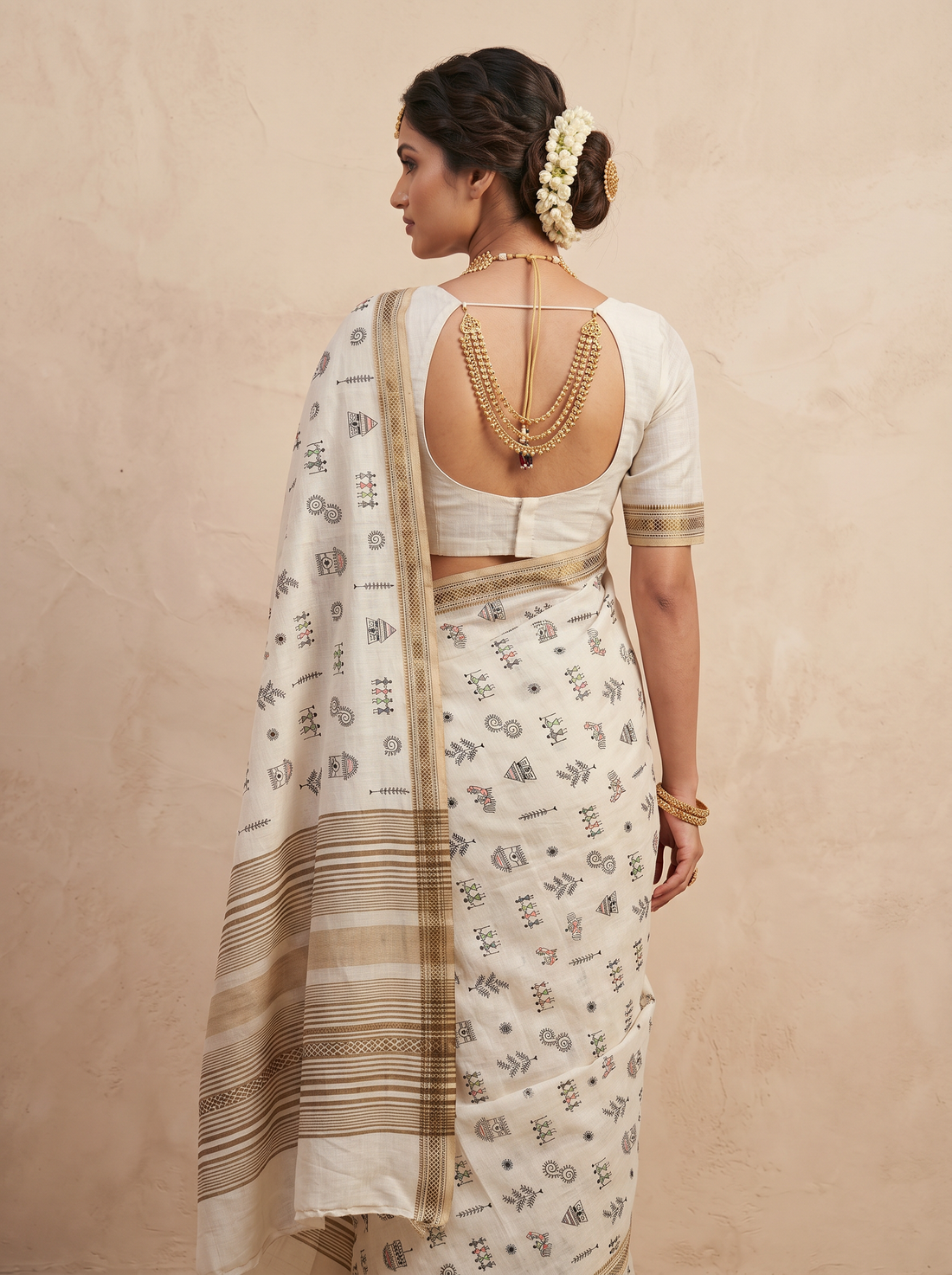 Saantha Signature|White Semi Silk Embroidery Saree
