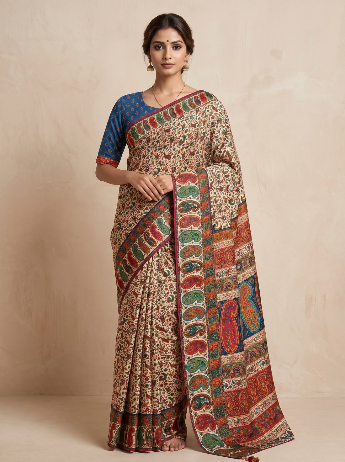 Brown Cotton Silk Weave Saree