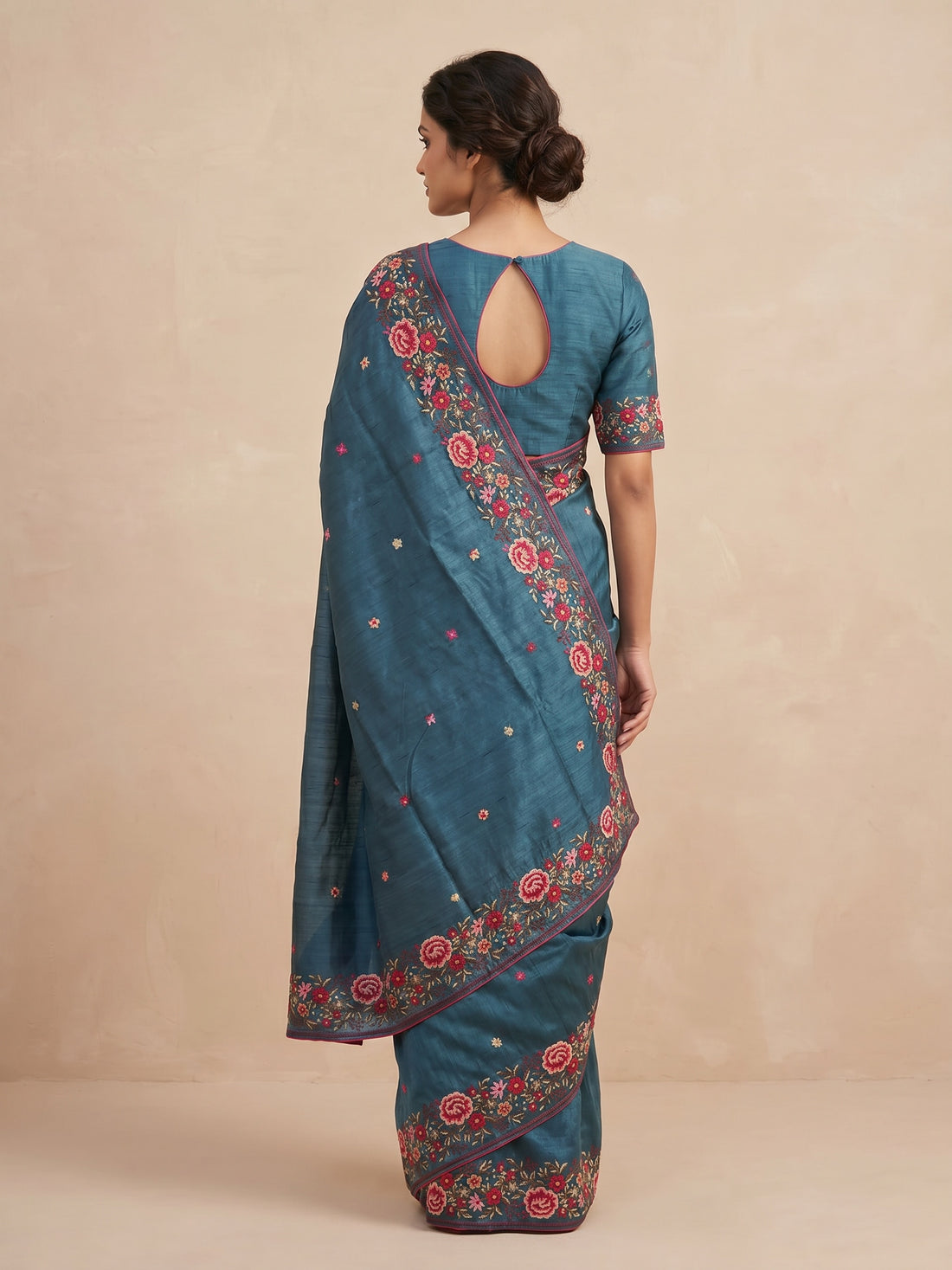 Saantha Signature|Blue Semi Silk Embroidery Saree