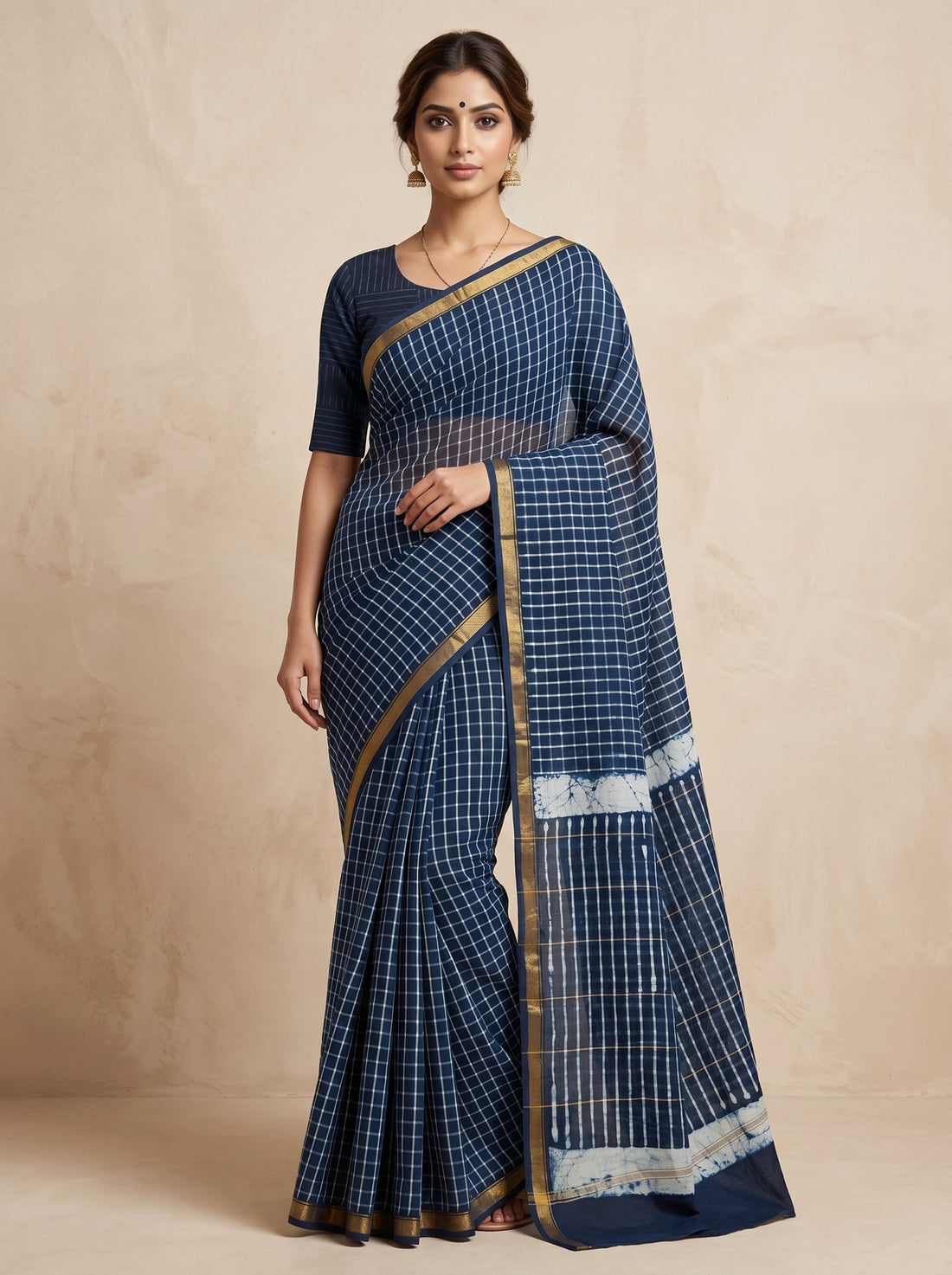Black Chanderi Print Saree