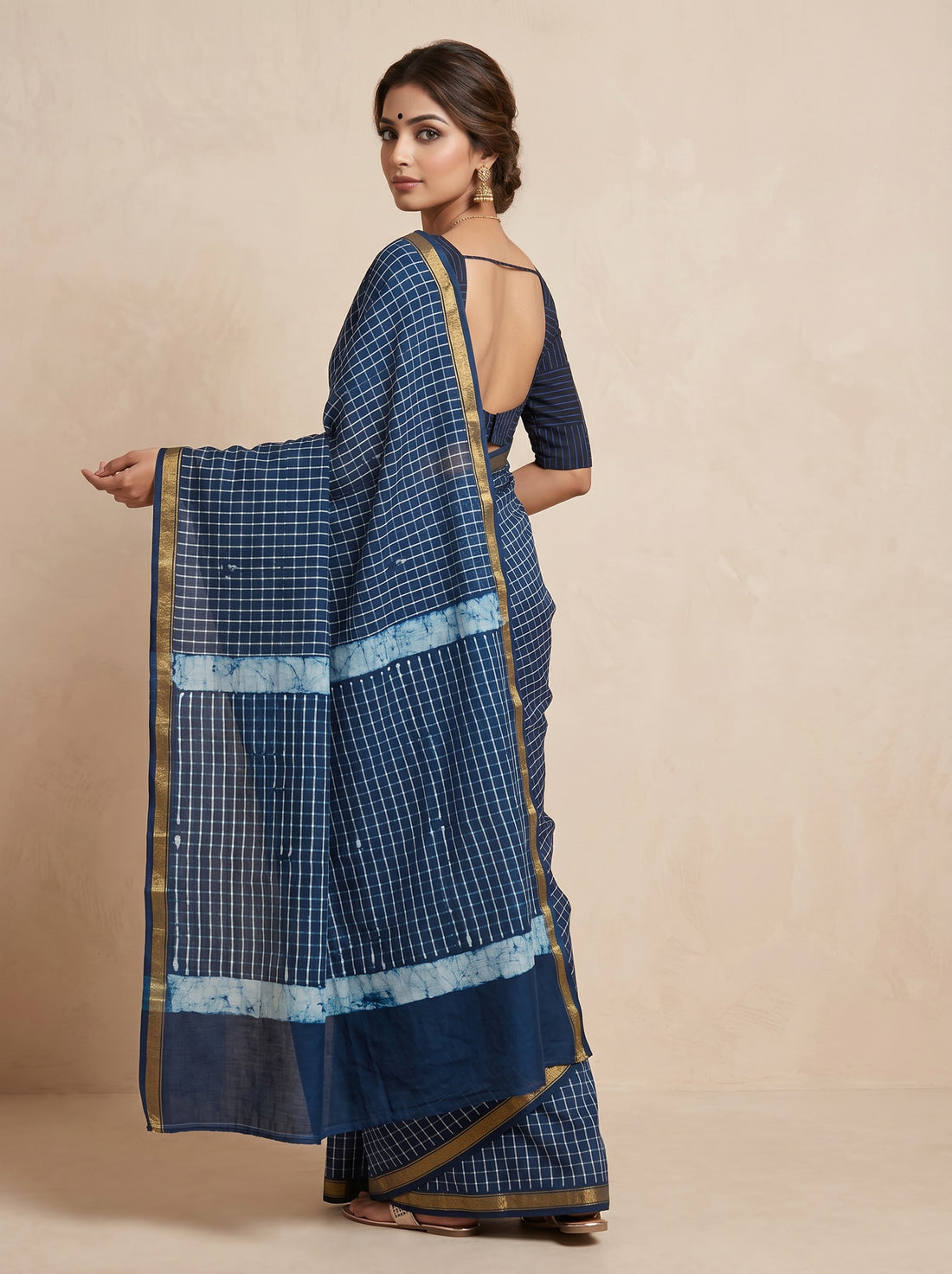 Black Chanderi Print Saree