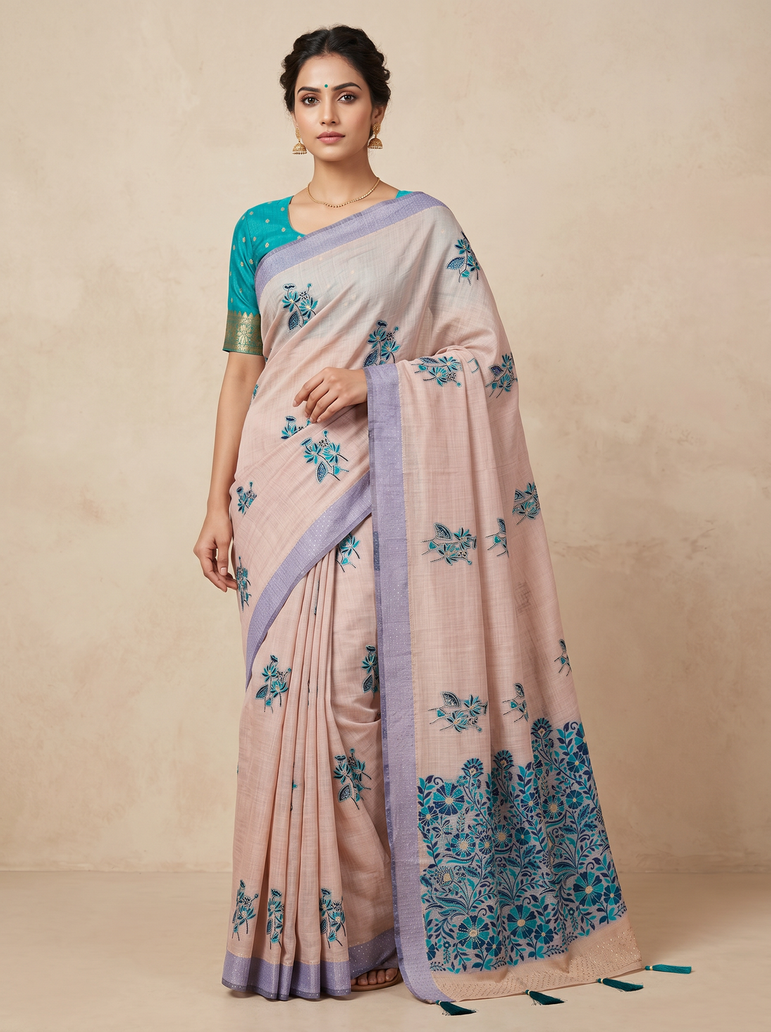 Saantha Signature|Blue Cotton Print Saree