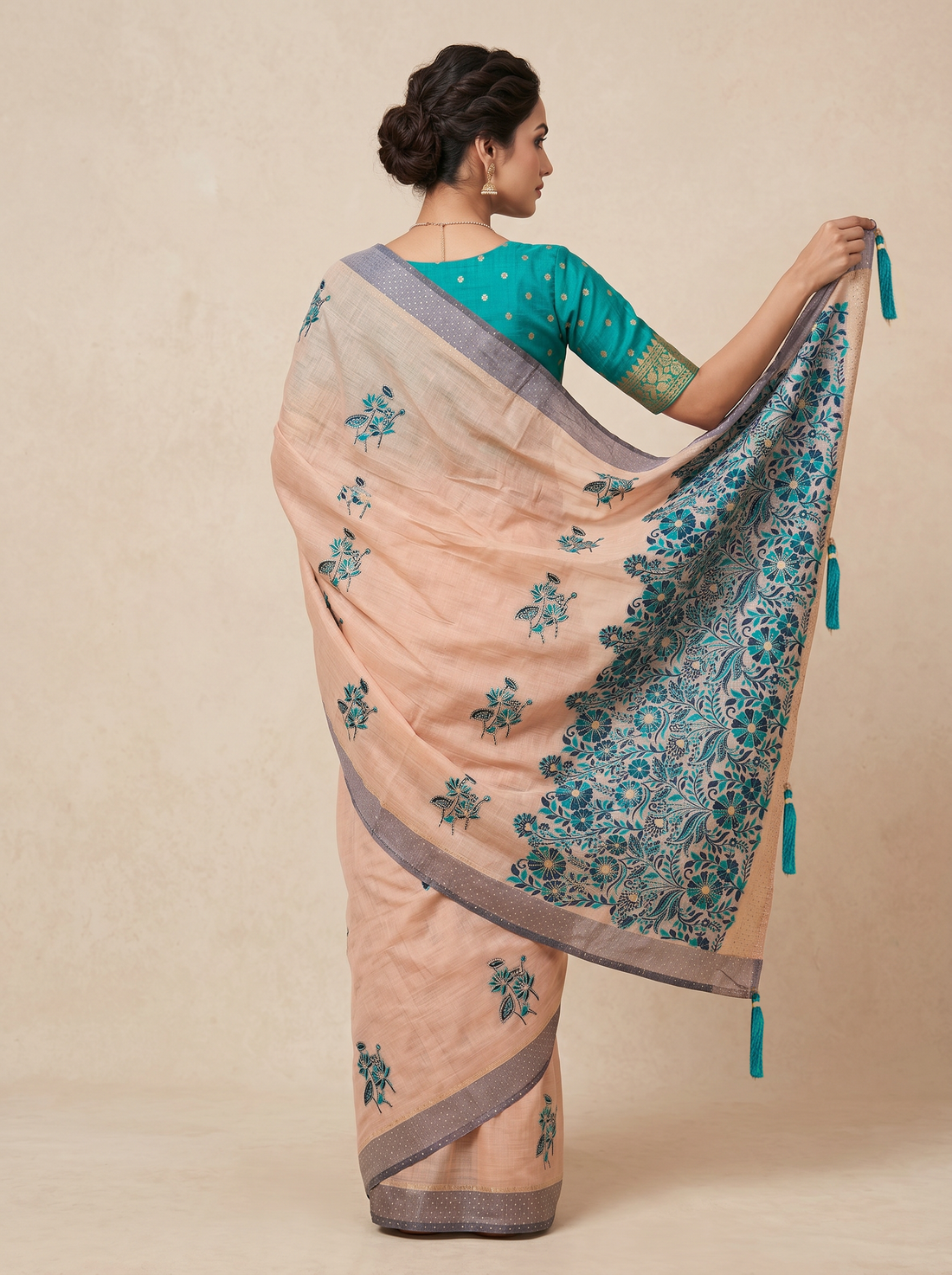 Saantha Signature|Blue Cotton Print Saree