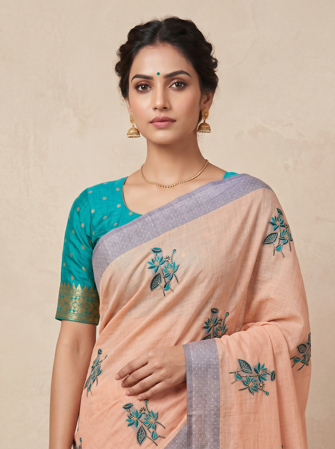Saantha Signature|Blue Cotton Print Saree