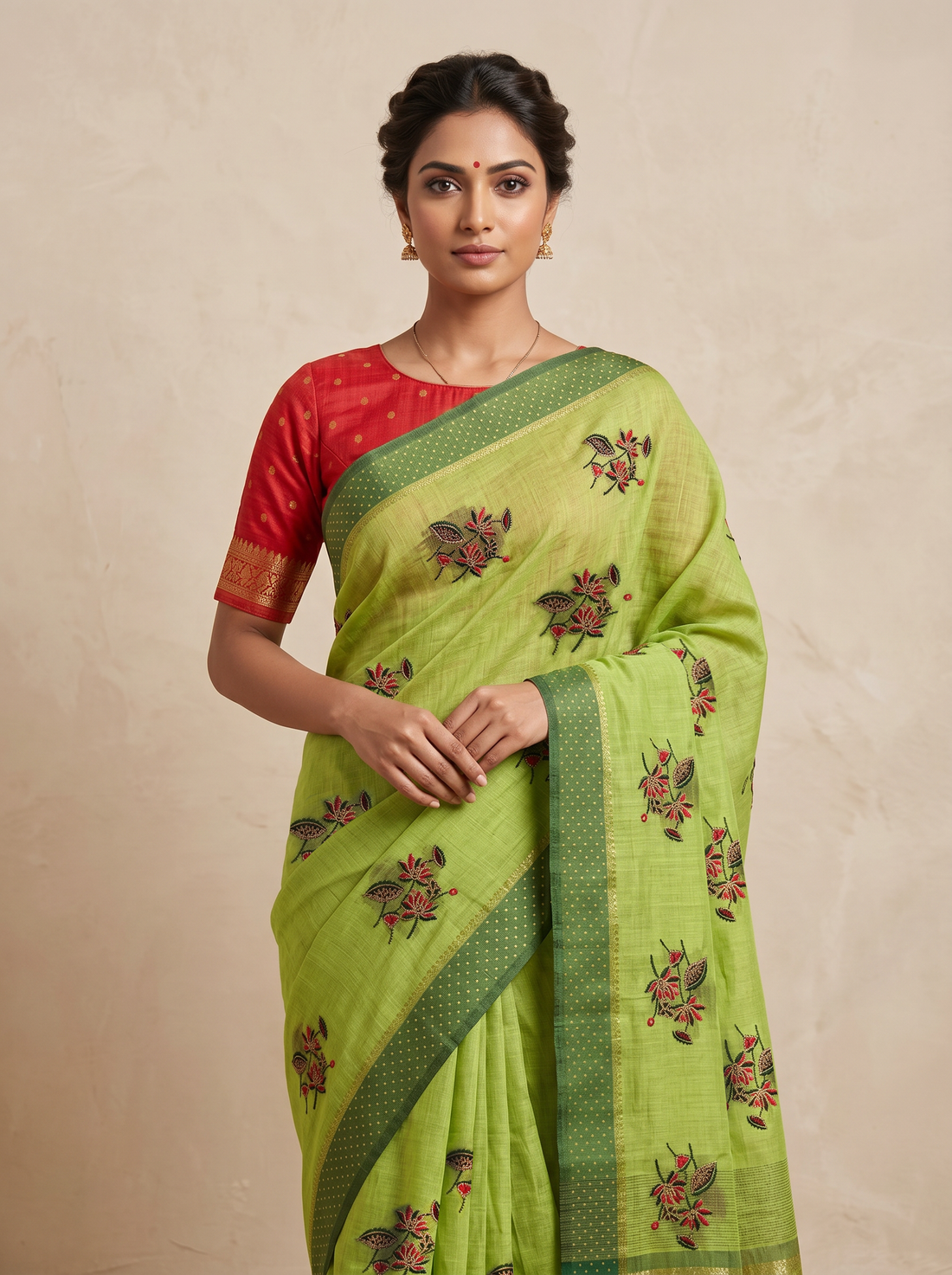 Saantha Signature|Light Green Cotton Print Saree