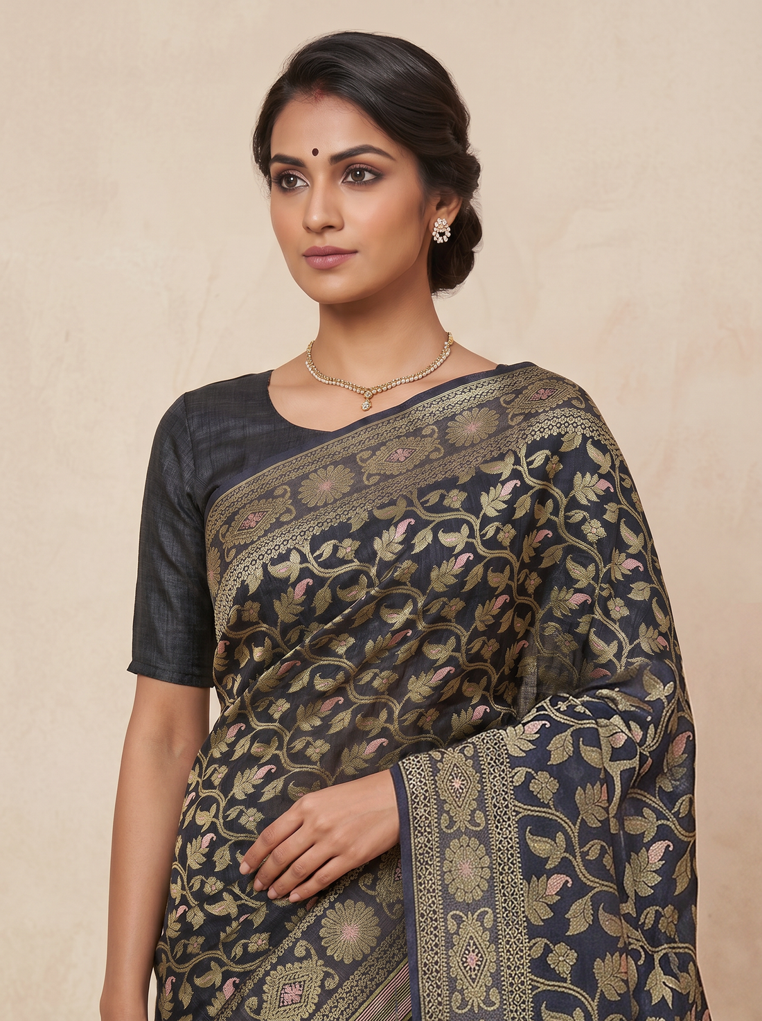 Saantha Signature|Black Tant Weave Saree