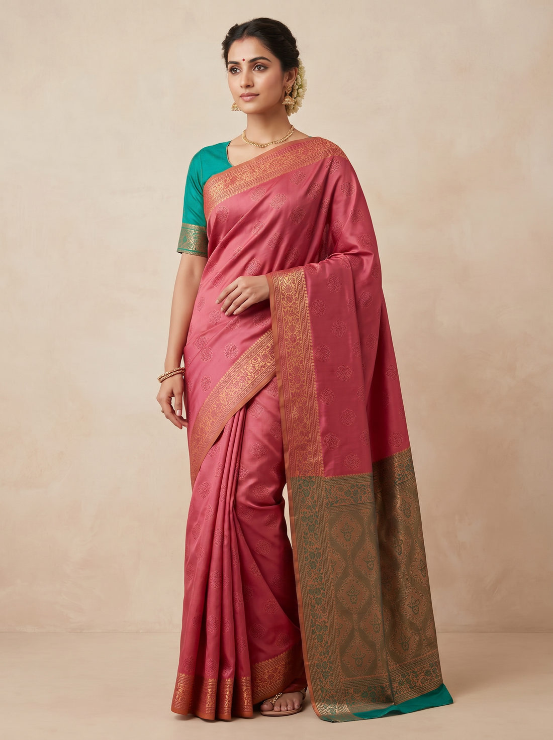 Saantha Signature|Baby Pink Blended Silk Zari Work Saree