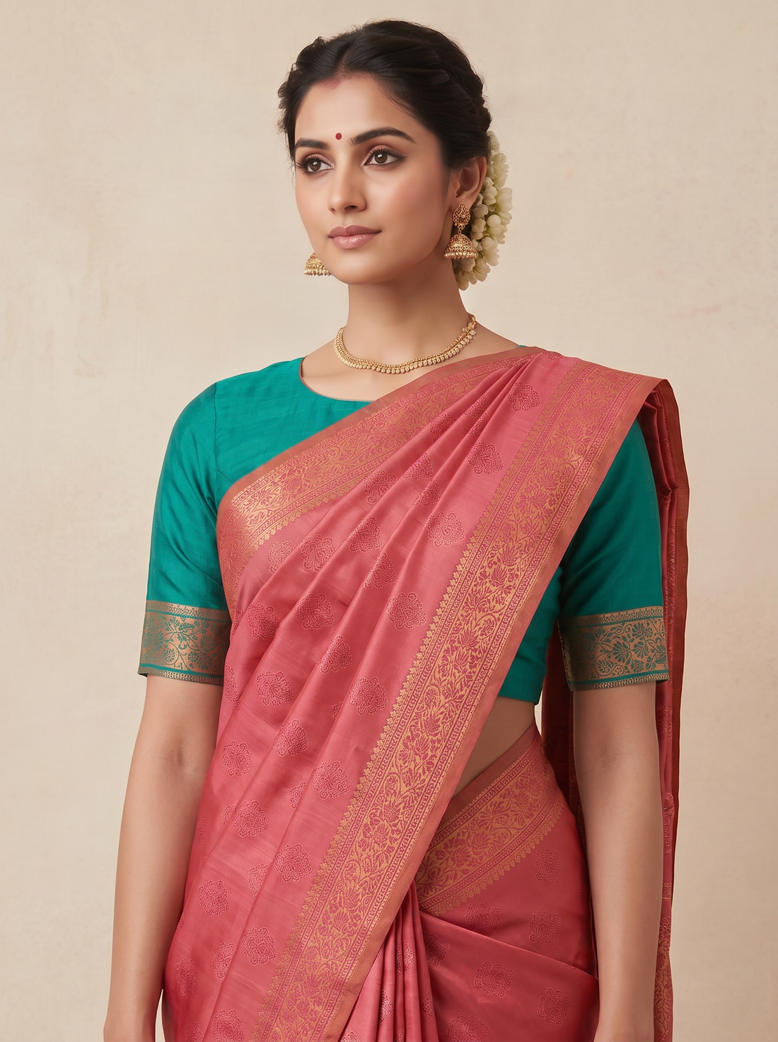 Saantha Signature|Baby Pink Blended Silk Zari Work Saree