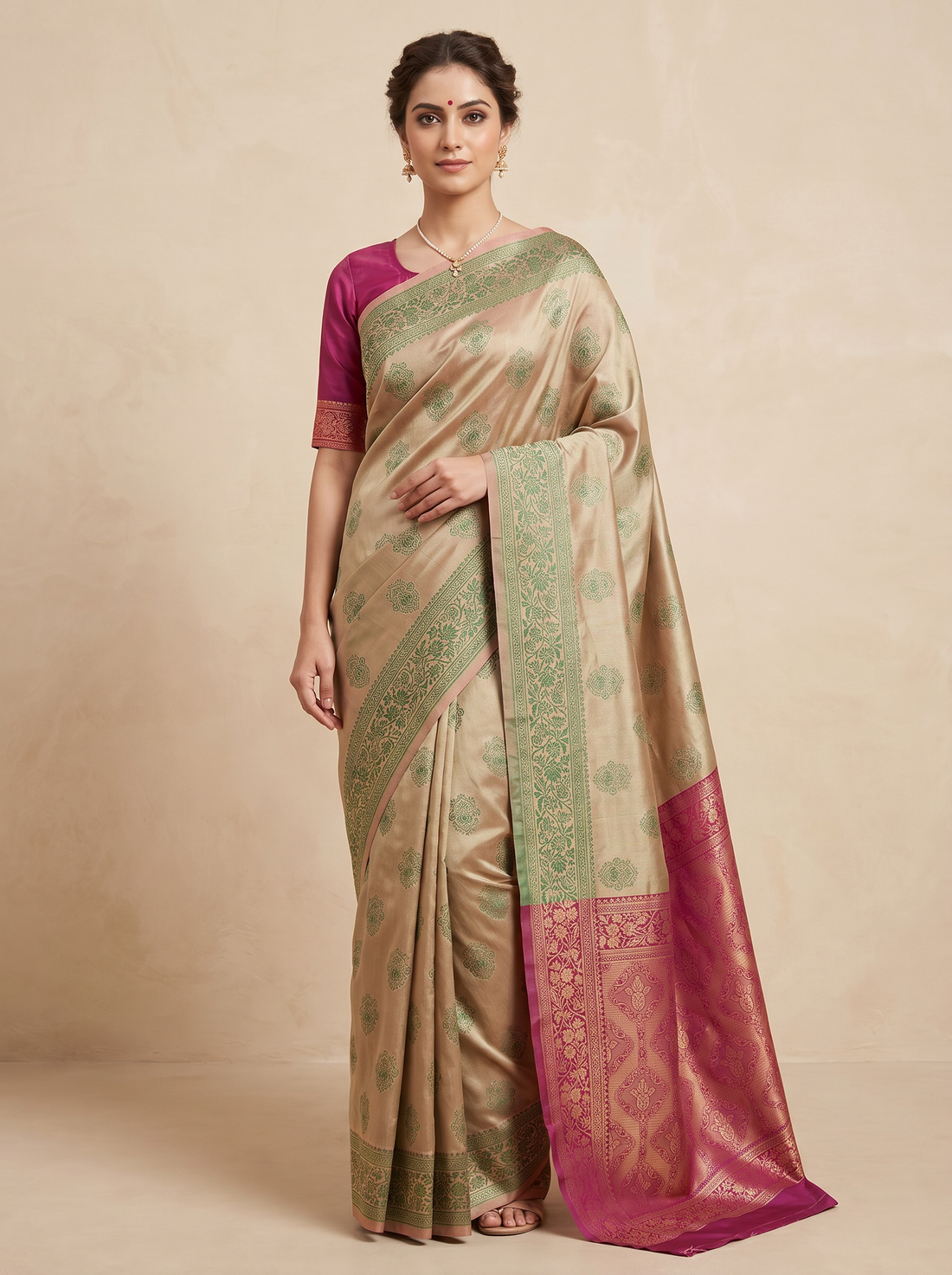 Saantha Signature|Light Green Blended Silk Zari Work Saree
