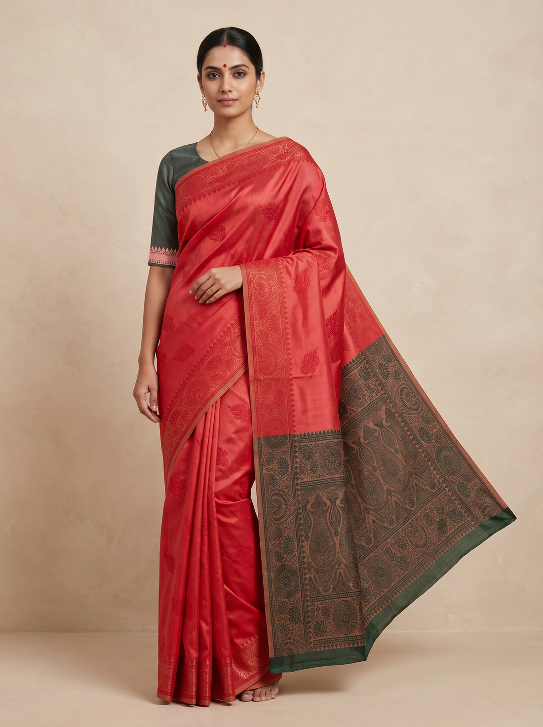 Saantha Signature|Orange Blended Silk Zari Work Saree