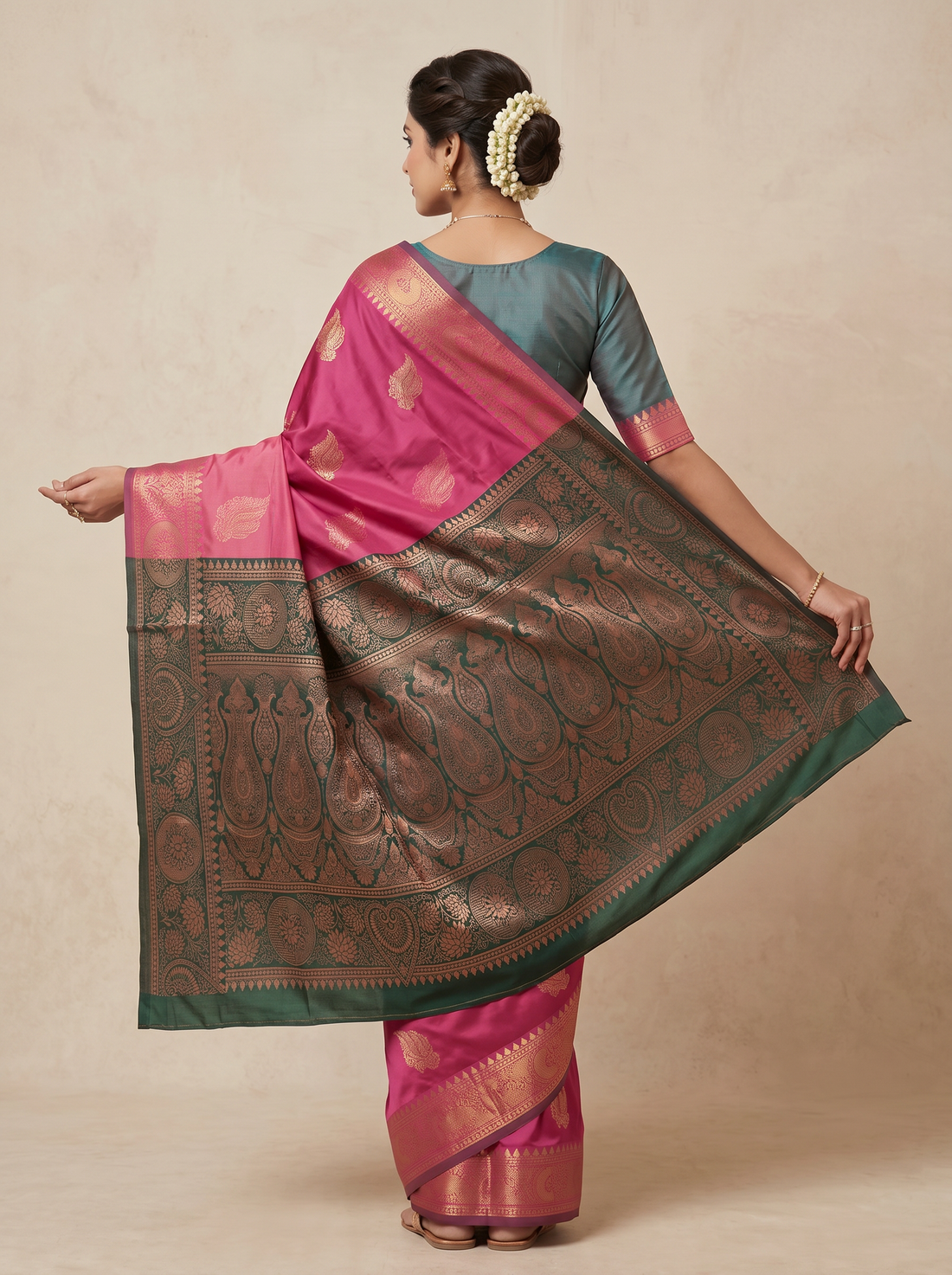 Saantha Signature|Pink Blended Silk Zari Work Saree