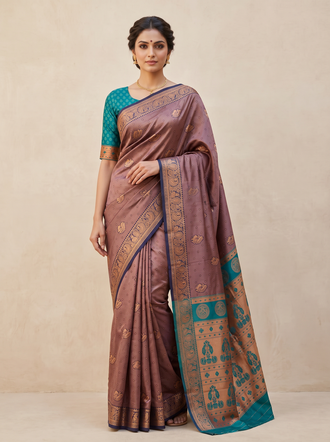Saantha Signature|Purple Blended Silk Zari Work Saree