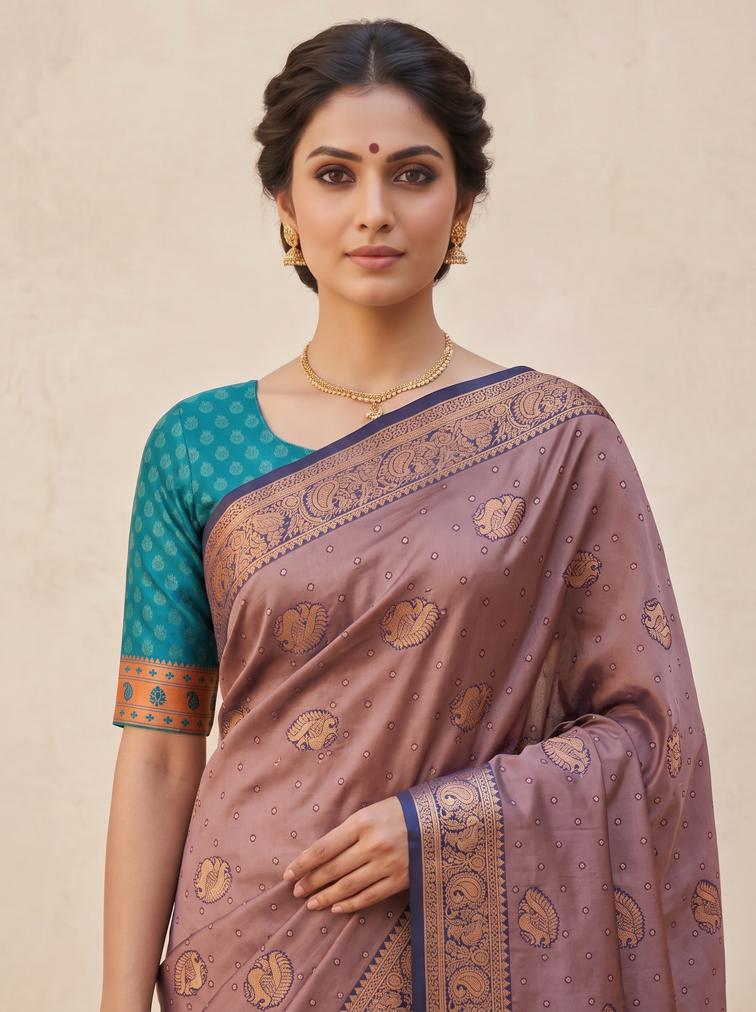 Saantha Signature|Purple Blended Silk Zari Work Saree