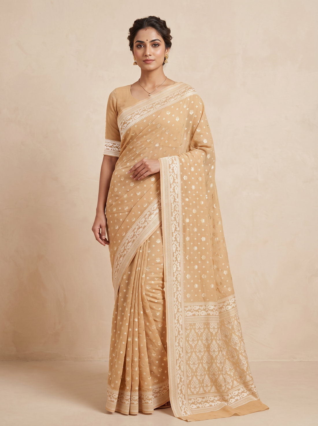Saantha Signature|Orange Blended Silk Zari Work Saree
