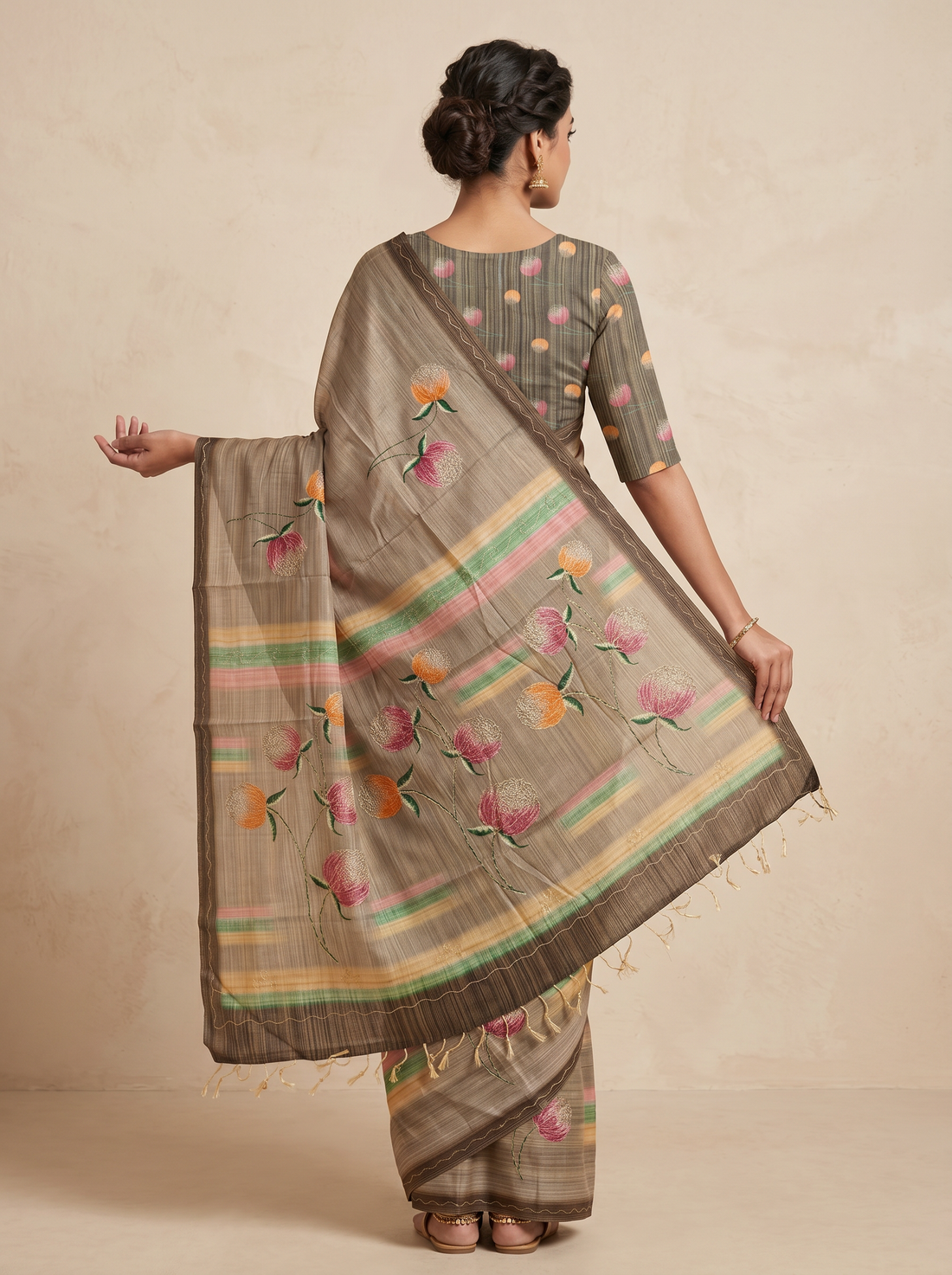 Saantha Signature|Multicolour Assam Silk Embroidery Saree