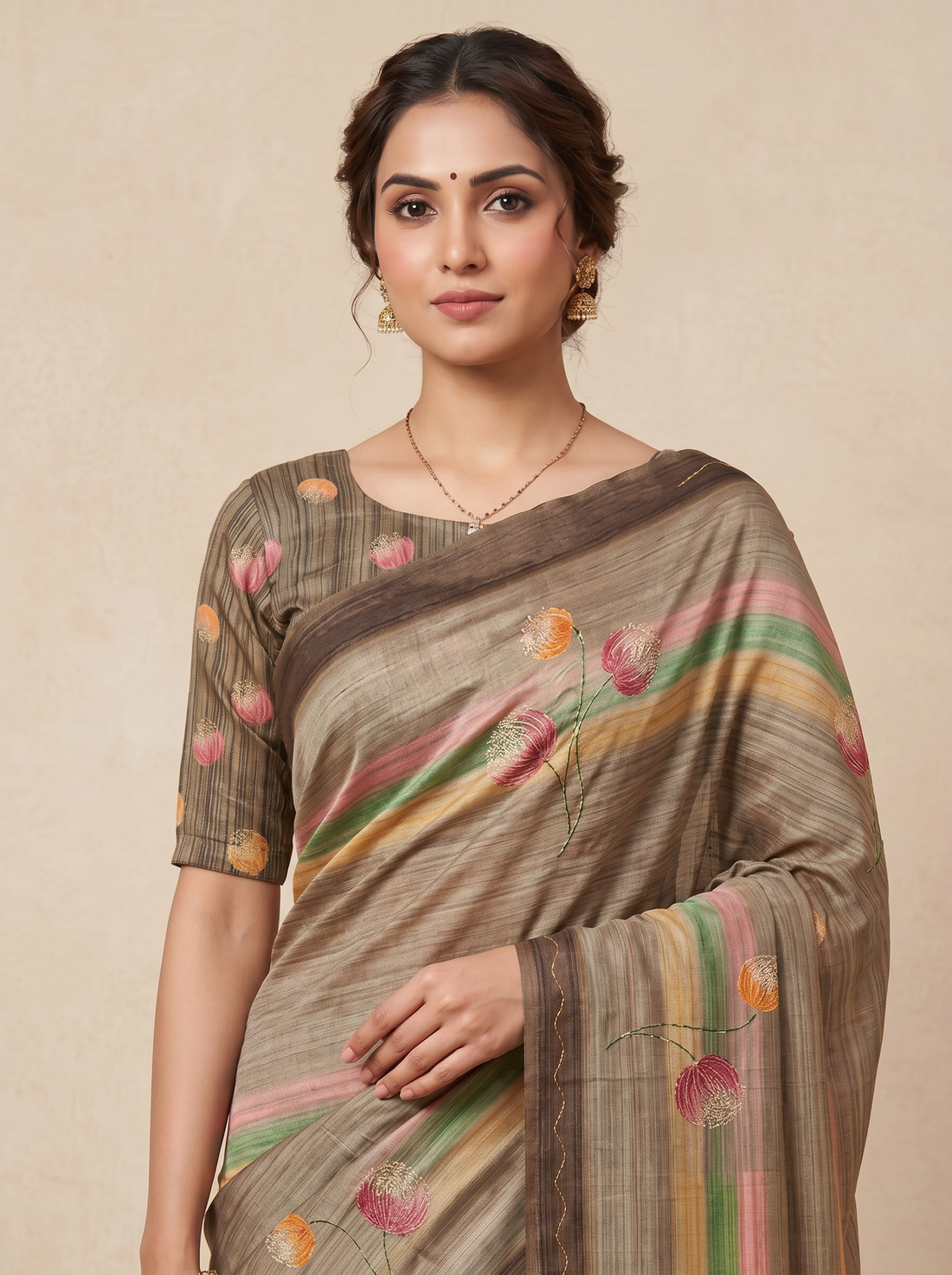 Saantha Signature|Multicolour Assam Silk Embroidery Saree