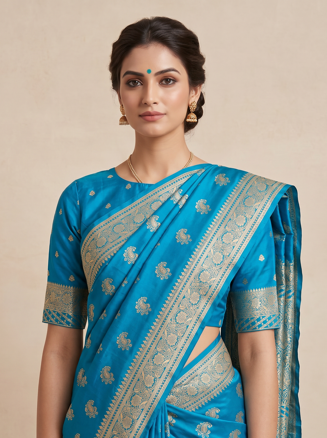 Saantha Signature|Blue Blended Silk Zari Work Saree