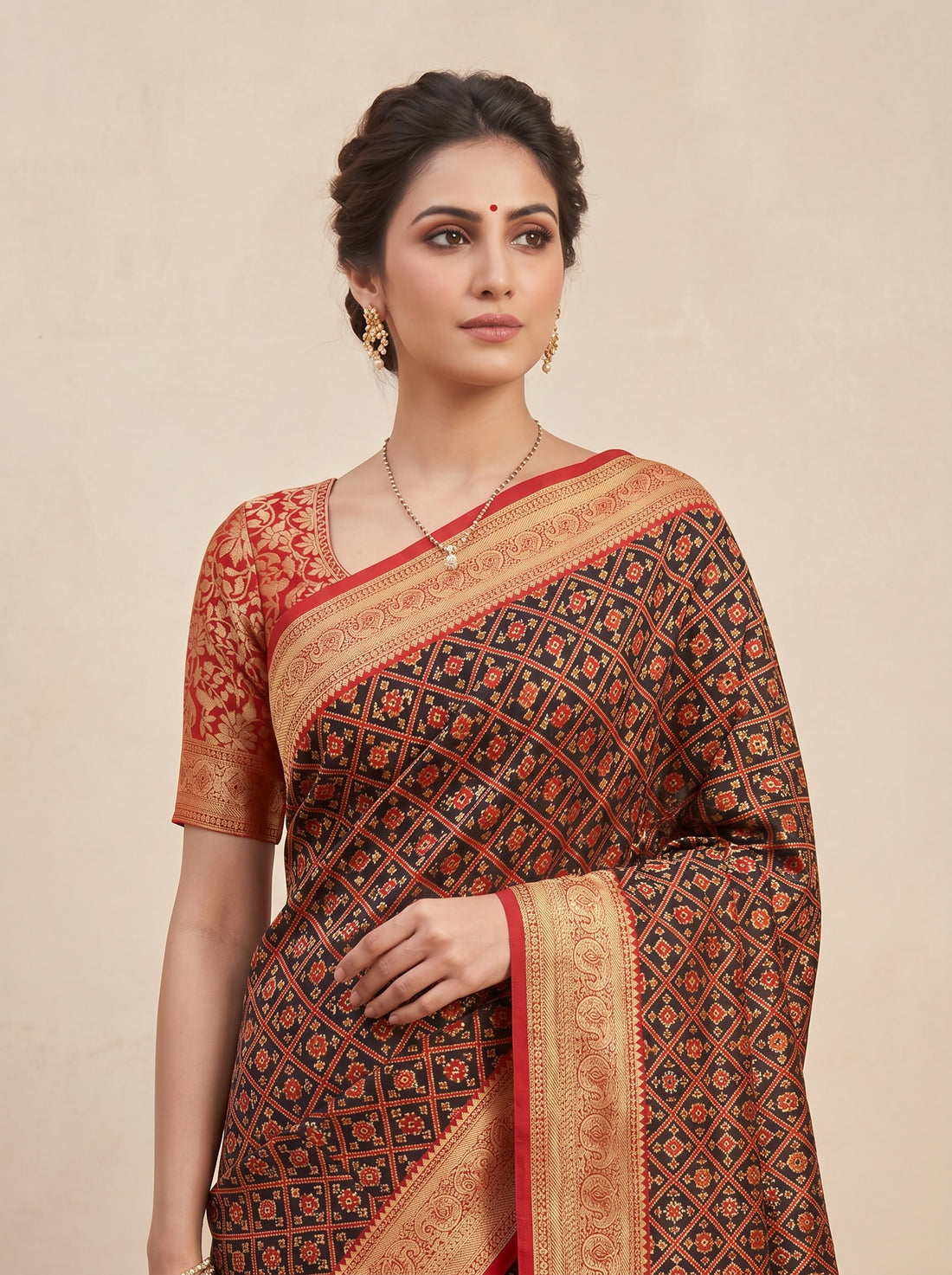 Red Cotton Silk Print Saree