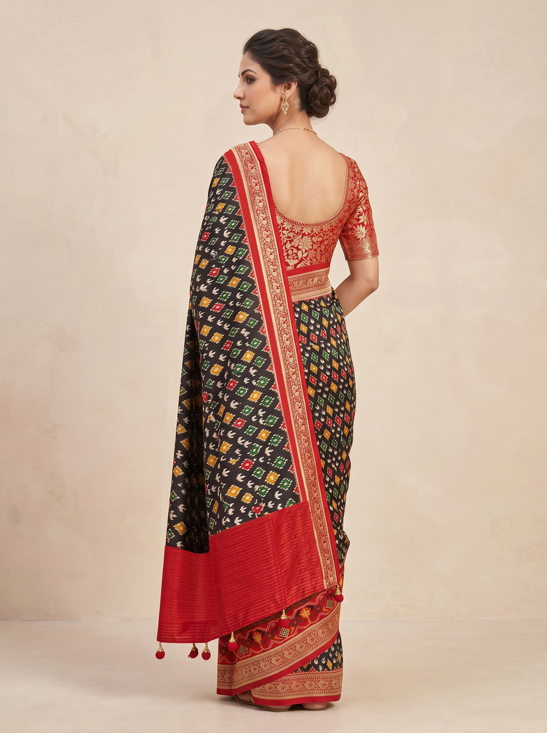 Red Cotton Silk Print Saree