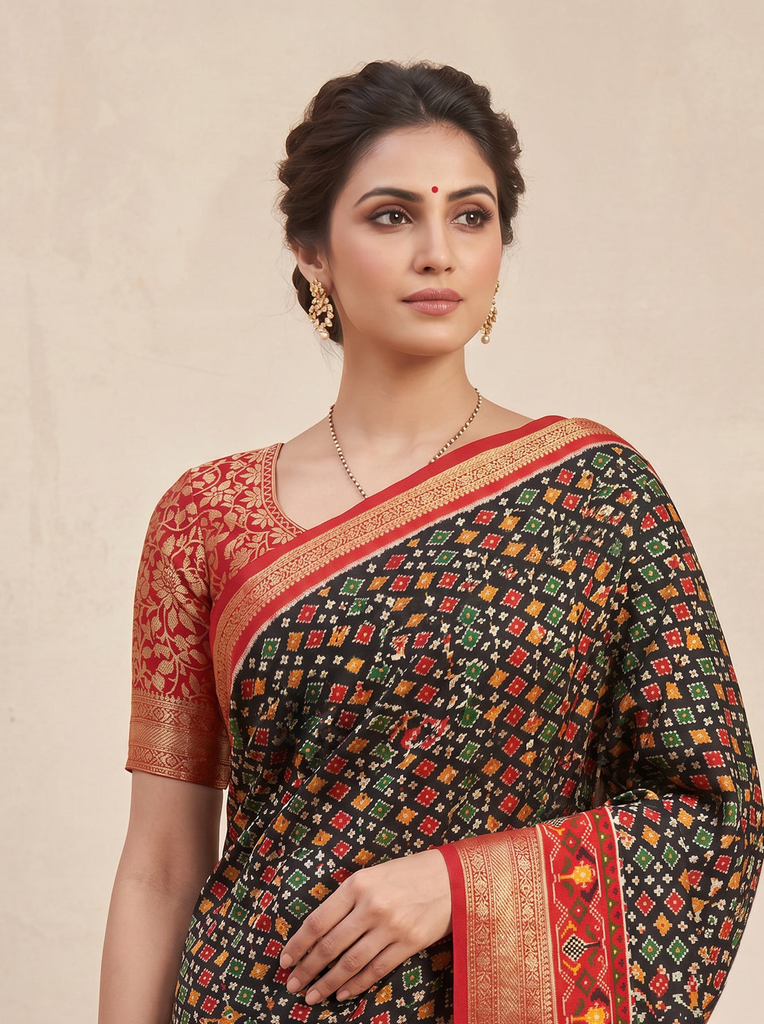 Red Cotton Silk Print Saree