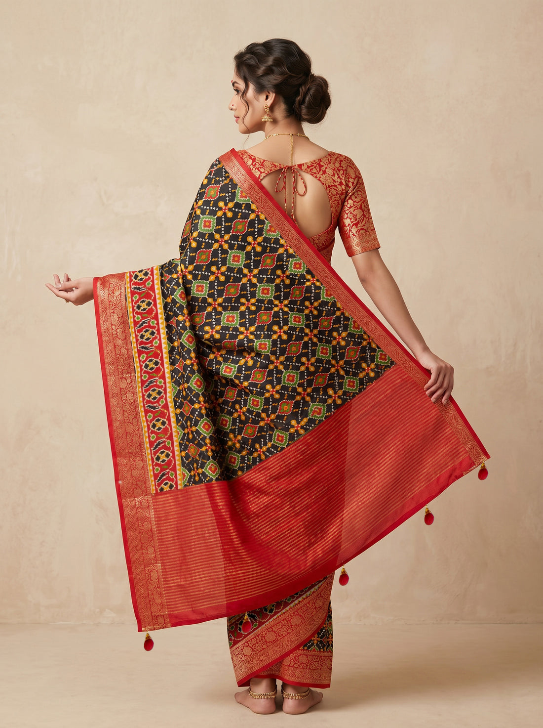 Red Cotton Silk Print Saree