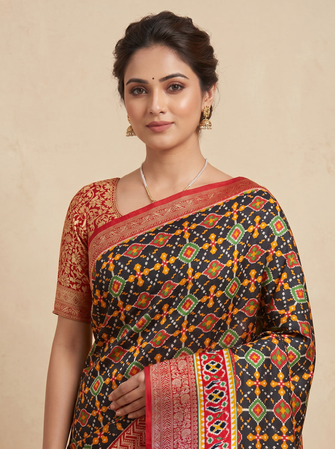 Red Cotton Silk Print Saree