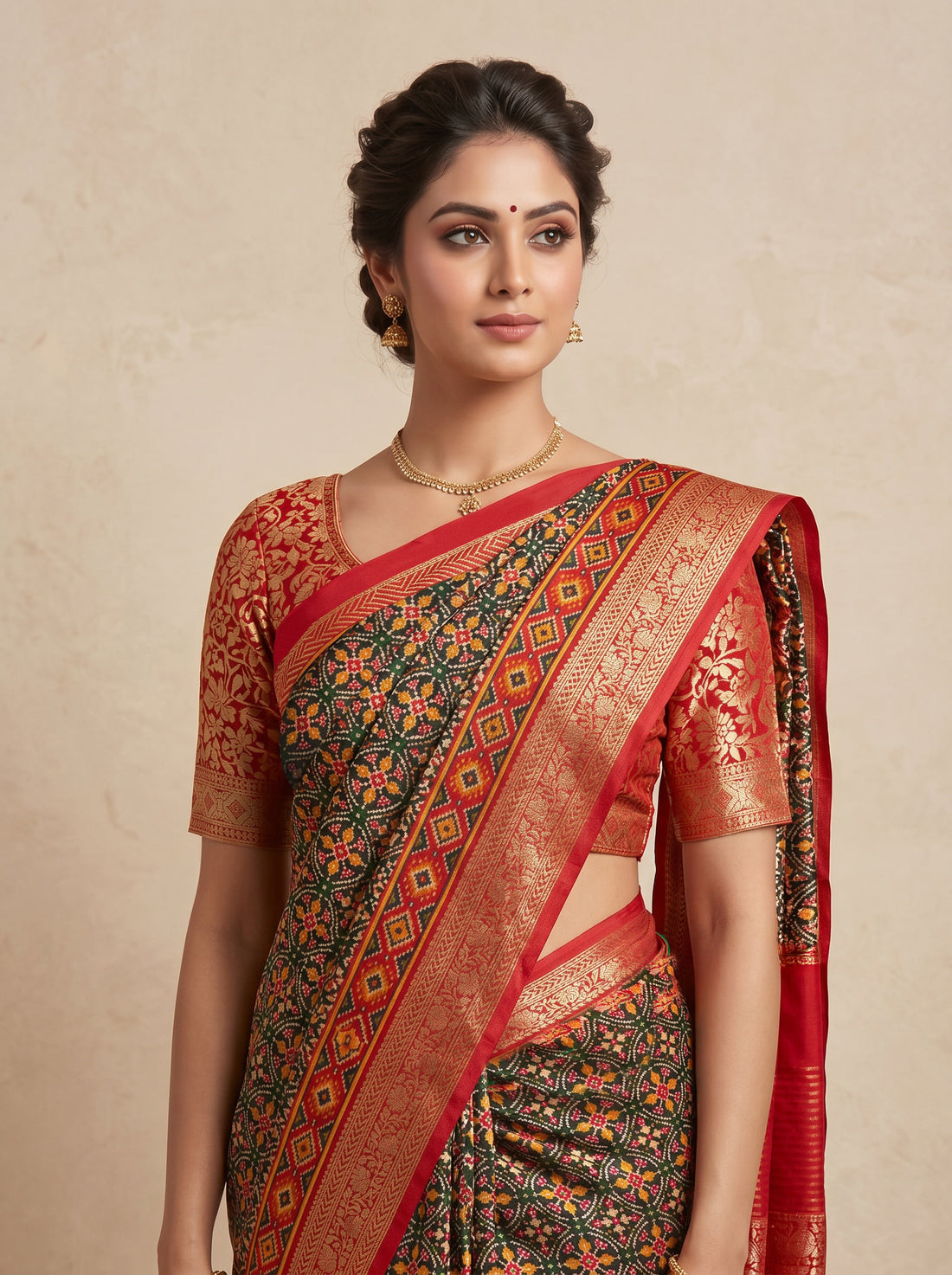 Red Cotton Silk Print Saree