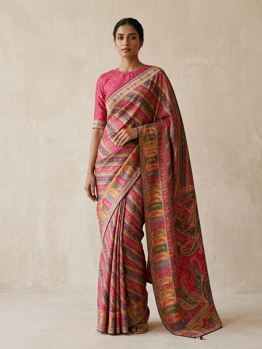 Saantha Signature|Multicolour Semi Silk Print Saree