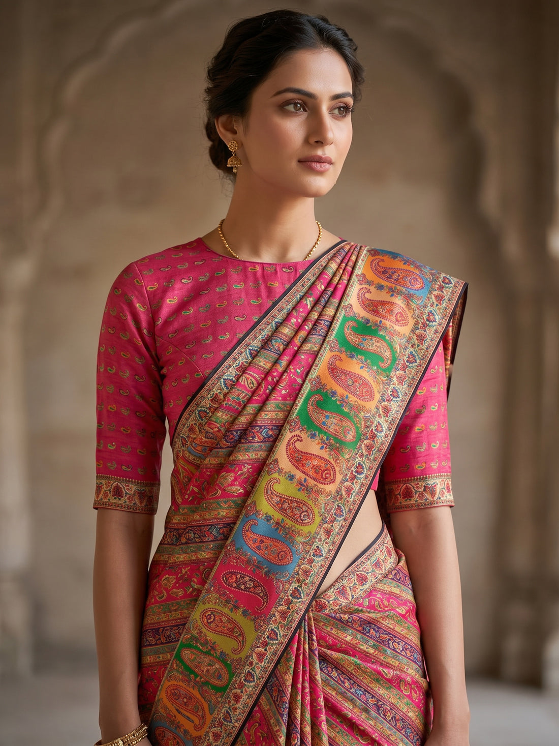 Saantha Signature|Multicolour Semi Silk Print Saree