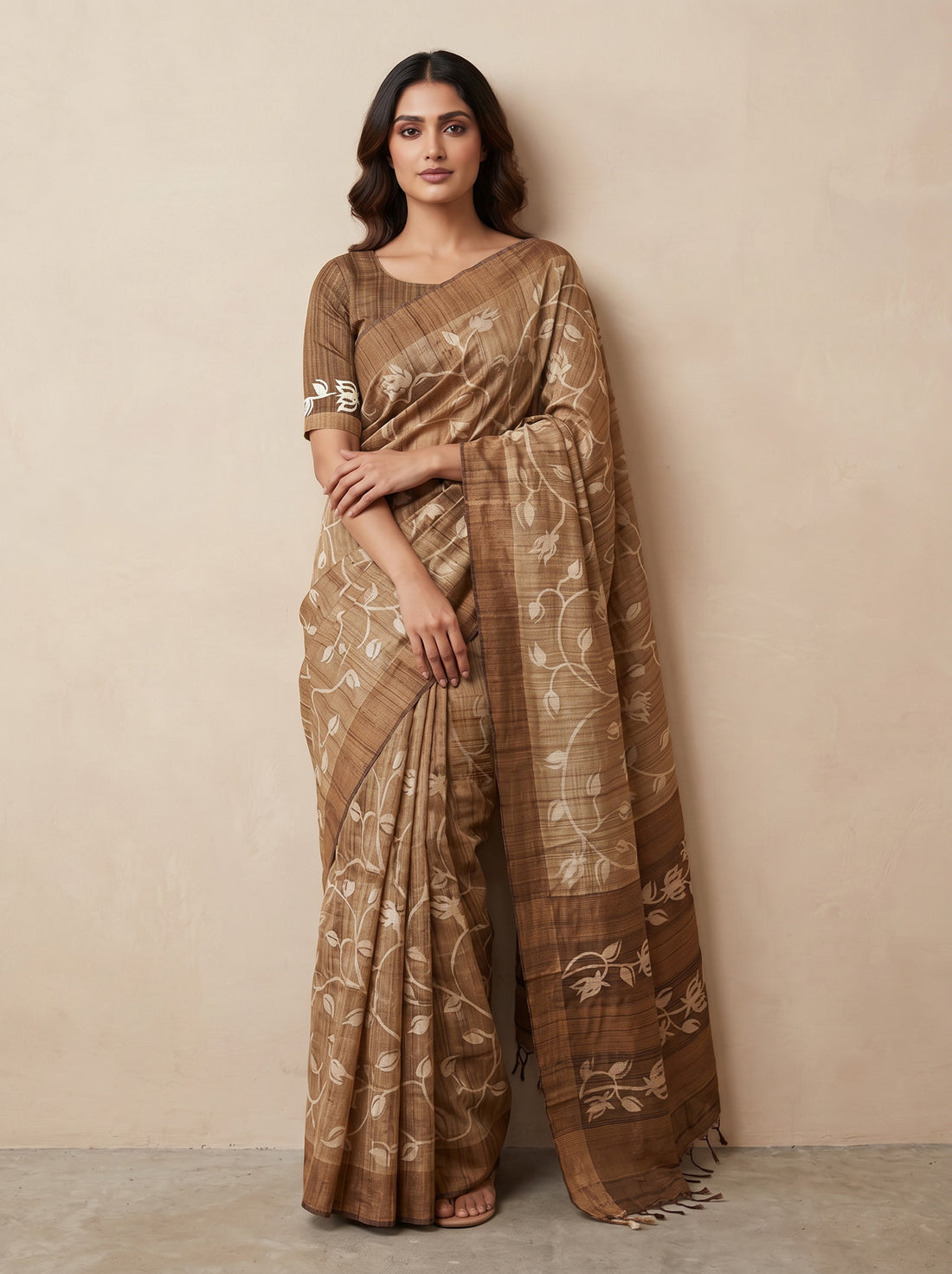 Saantha Signature|Red Silk Print Saree