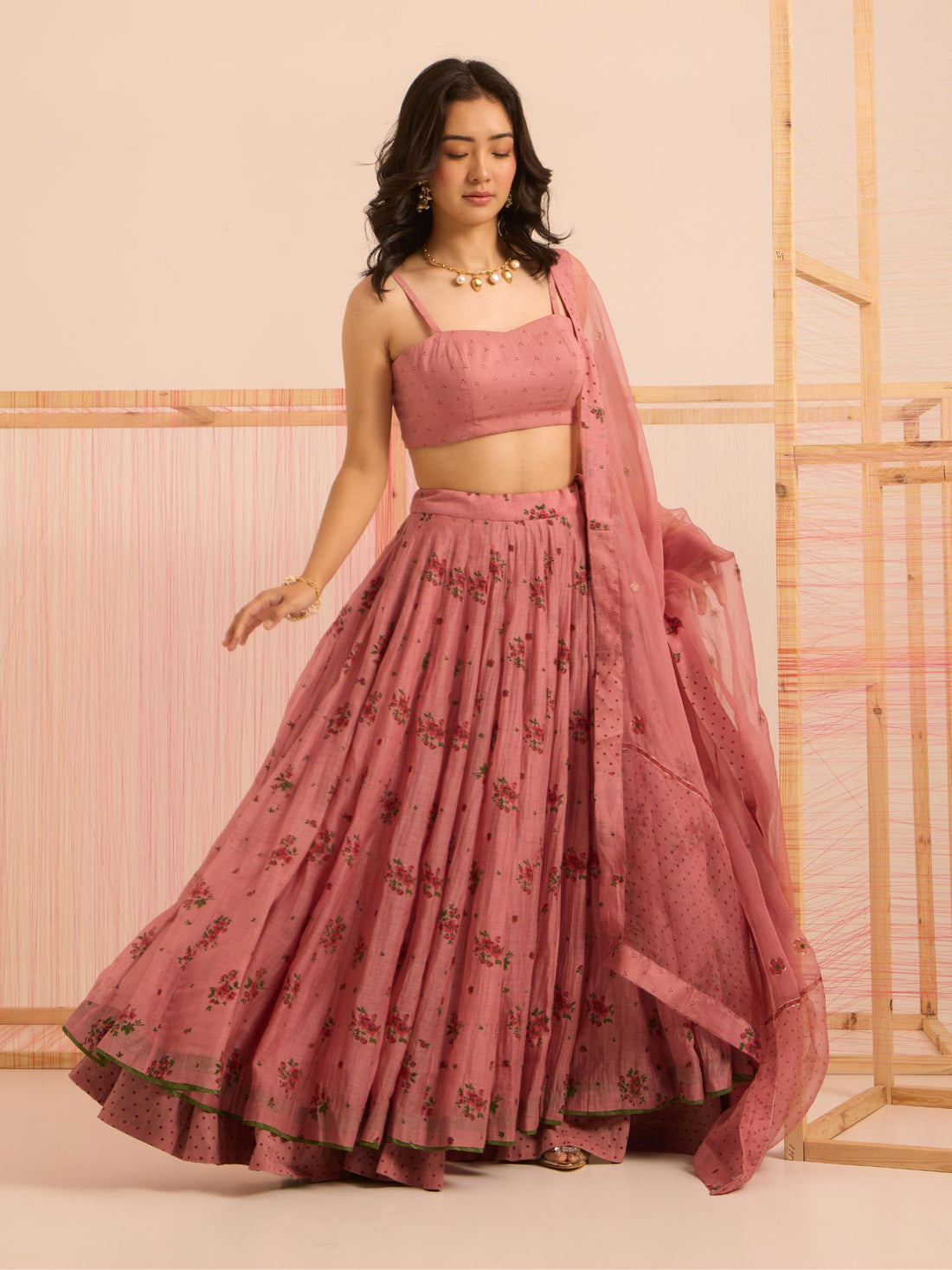 Chandni Phool Chanderi Lehenga Set