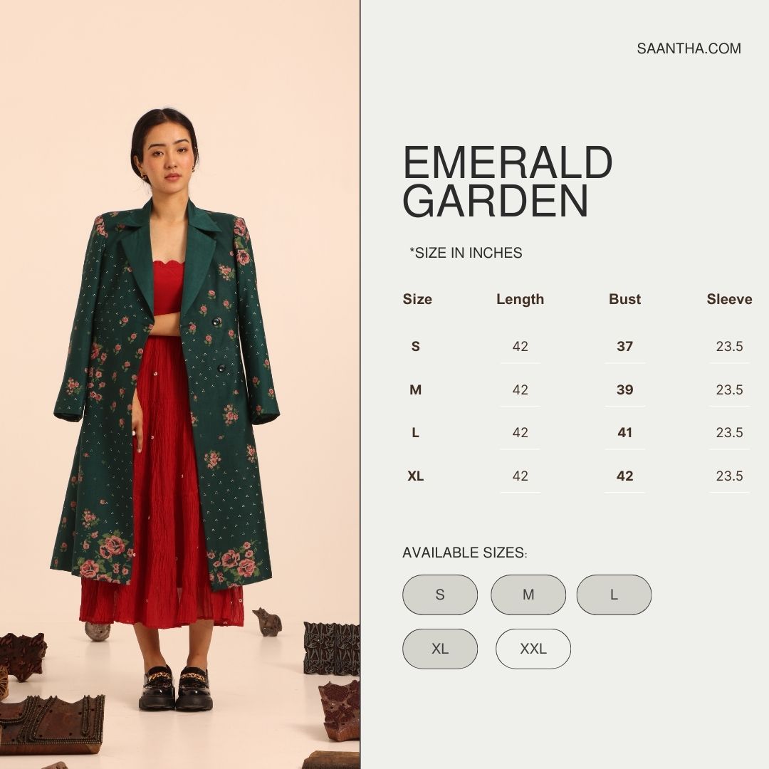 Emerald Garden Trench Coat-Relaxed Fit