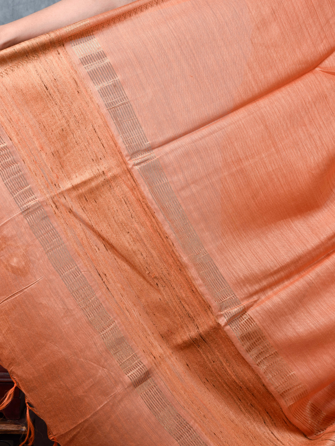 Bhagalpuri Peach Silk Handloom Saree