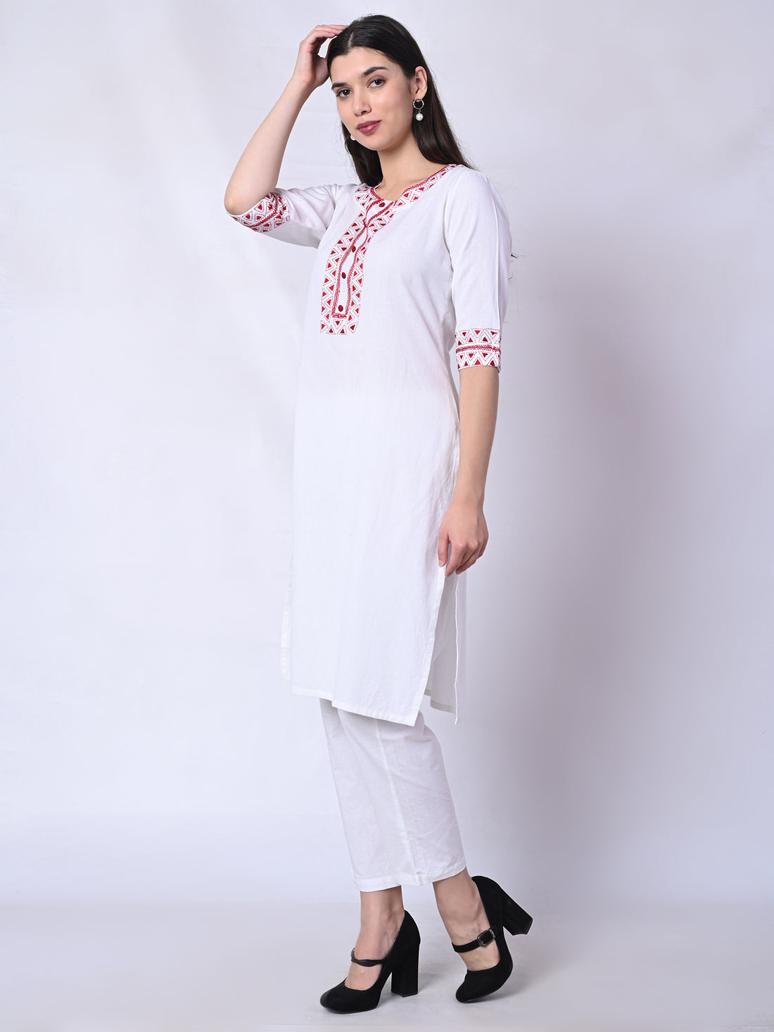 Crimson Passion Cotton Kurta Set