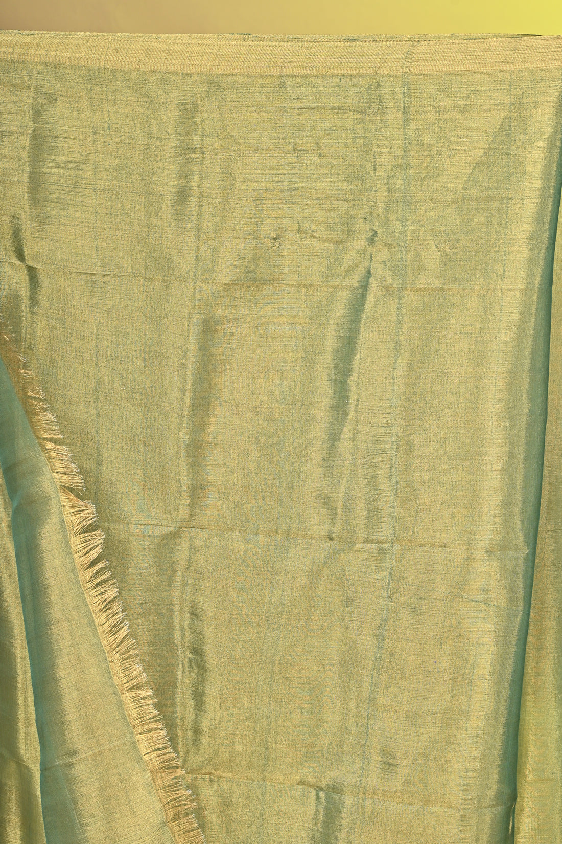 Sea Green Tissue Linen Saree with Floral Motifs