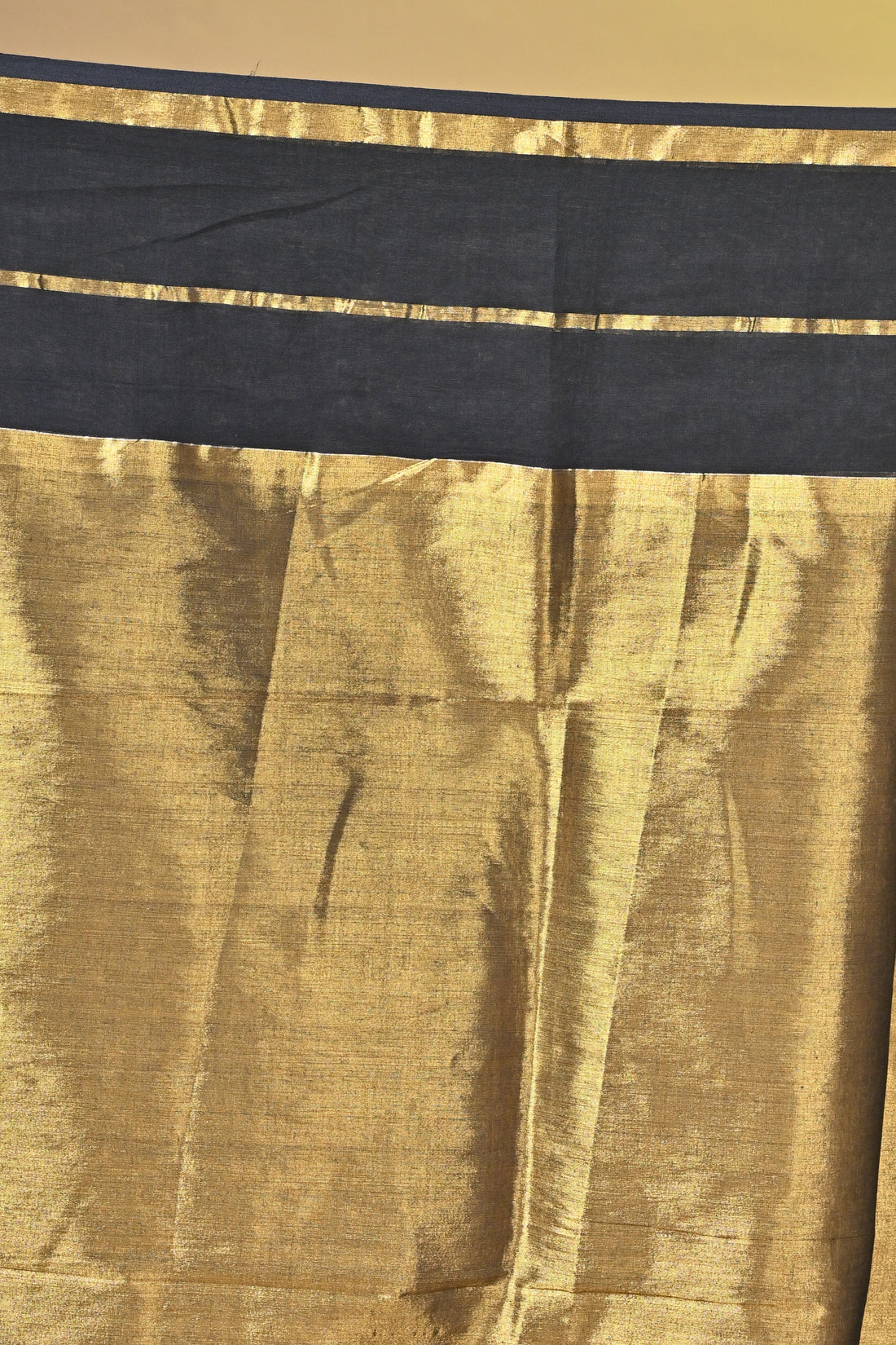 Blue and Golden Tissue Cotton Handloom Saree with Elegant Border