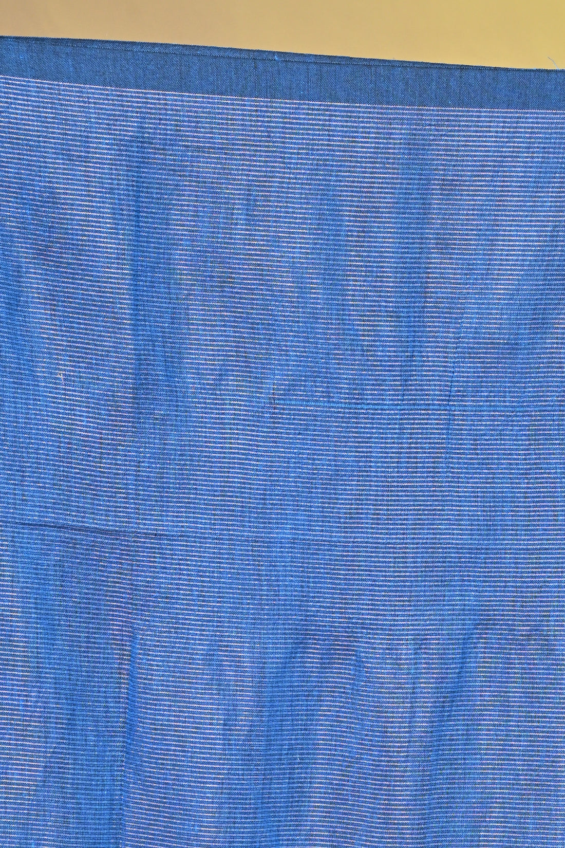 Teal Blue Khadi Cotton Saree with Striped Border Design