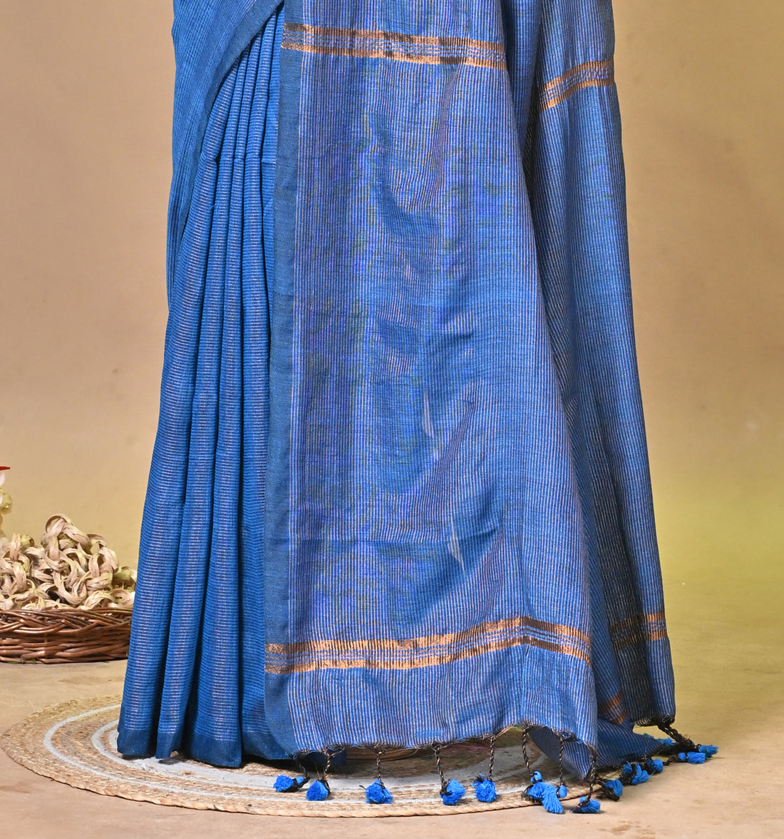 Royal Blue Tissue Ragha Saree with Elegant Textured Finish