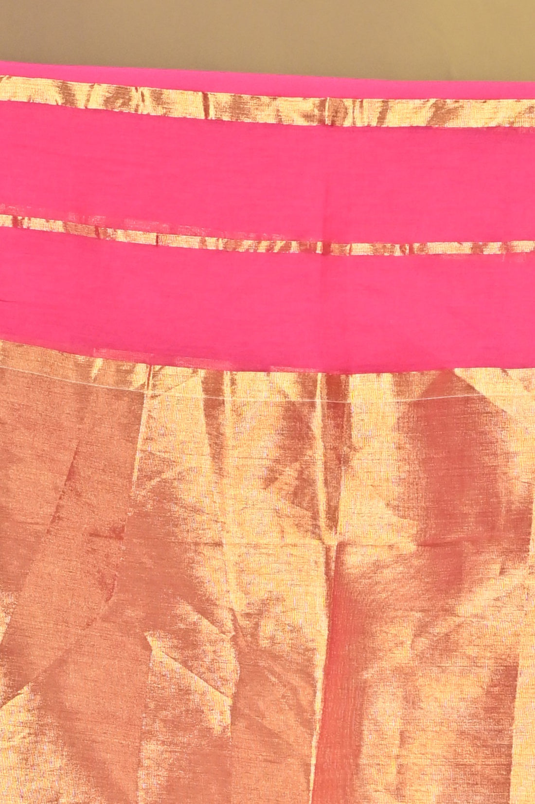 Red and Golden Tissue Cotton Handloom Saree with Elegant Border