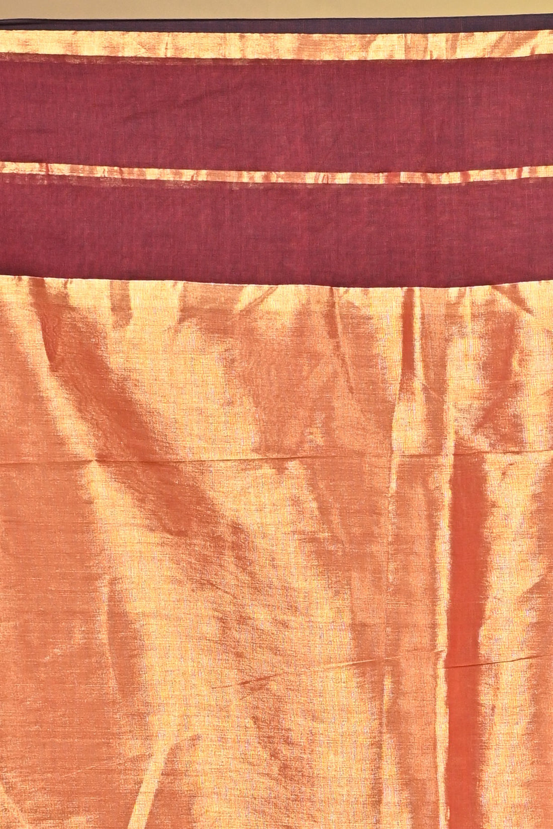 Maroon and Peach Tissue Cotton Handloom Saree with Elegant Border