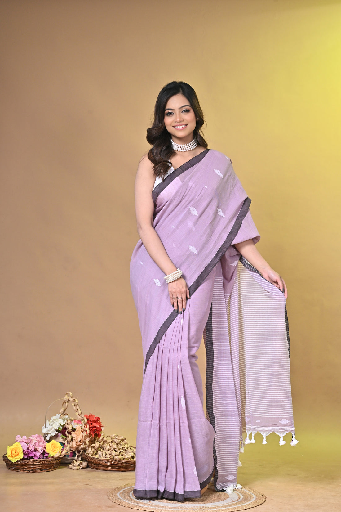 Dusty Rose Handloom Pure Khadi Cotton Saree