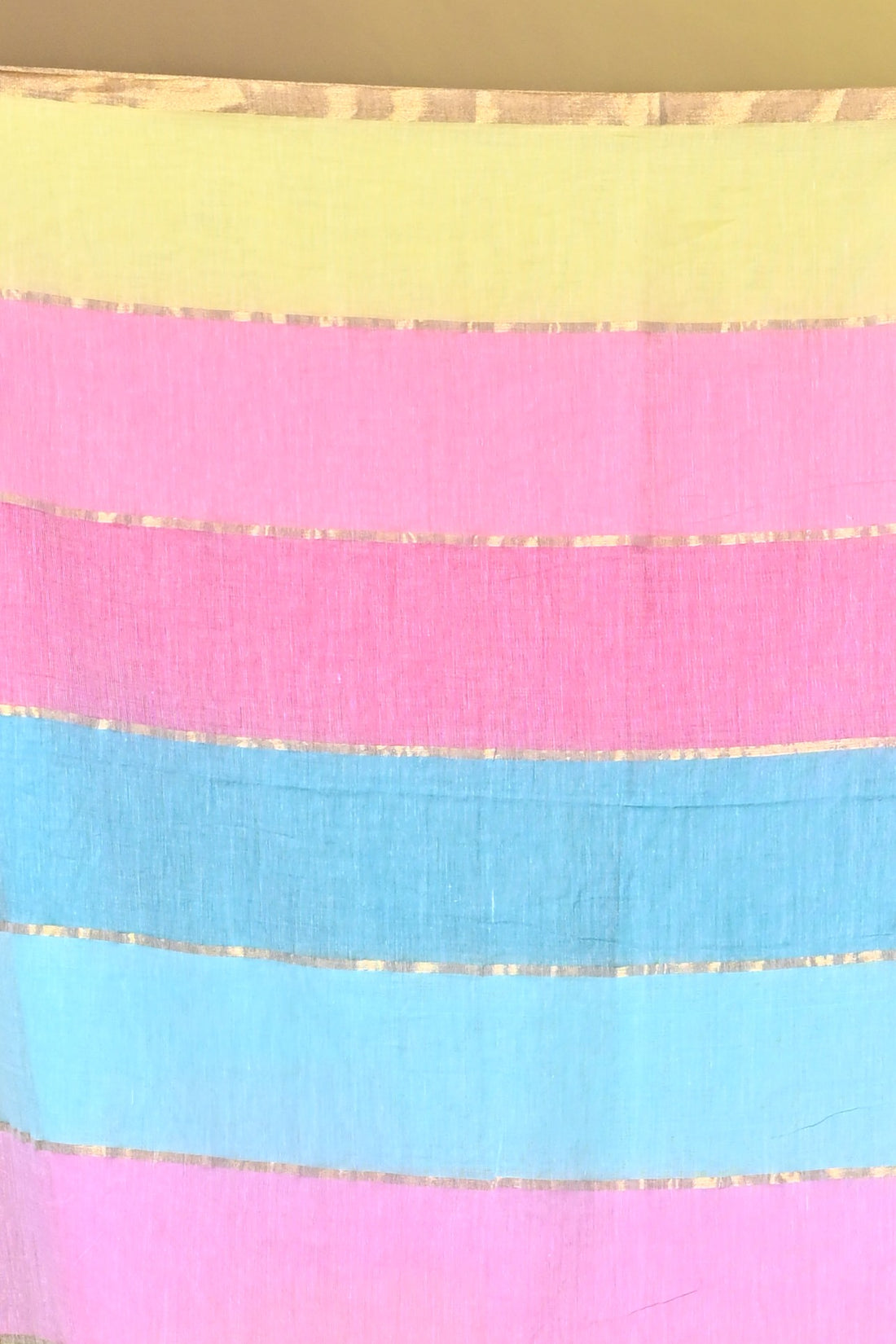 Rainbow Multicolor Handloom Saree with Pastel Striped Design