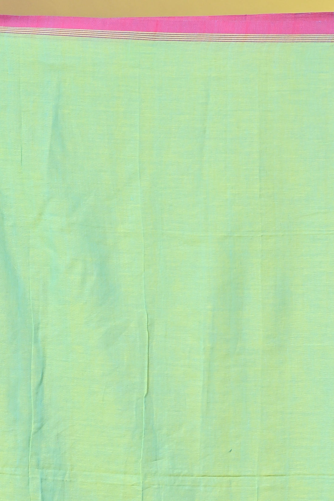 Light Green Pure Cotton Handloom Saree with Buti Motifs and Striped Design