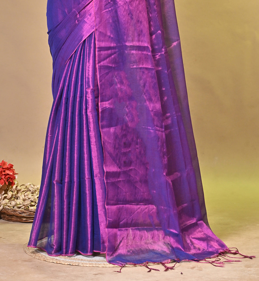 Purple Tissue Ragha Saree with Elegant Textured Finish