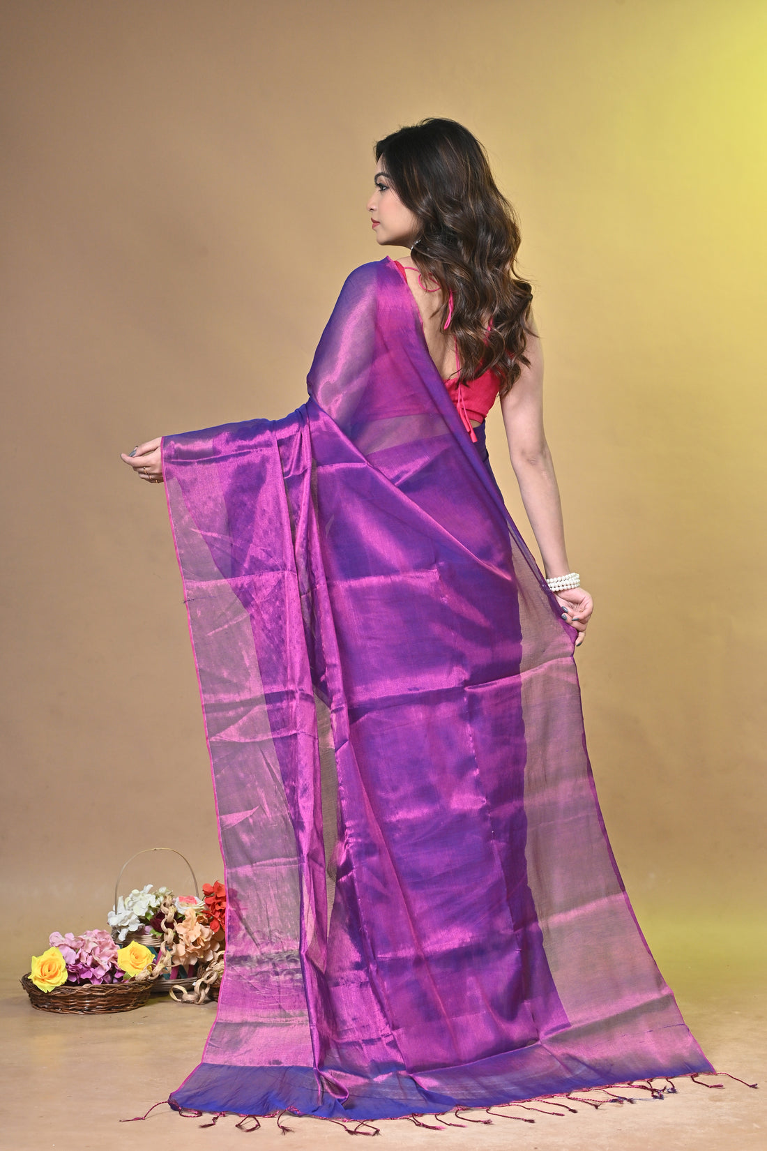 Purple Tissue Ragha Saree with Elegant Textured Finish