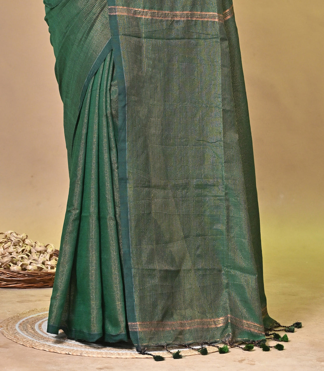 Forest Green Cotton Handloom Saree