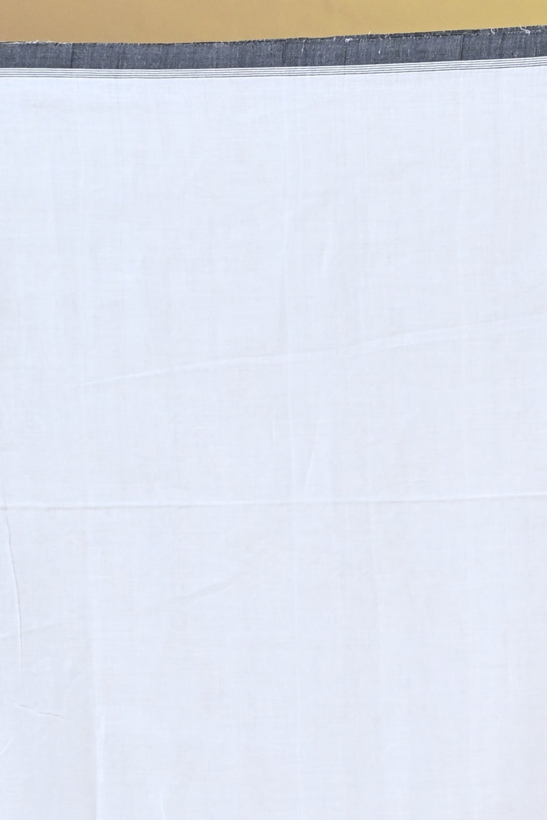 Off White Pure Cotton Handloom Saree with Striped Design and Tassel Pallu