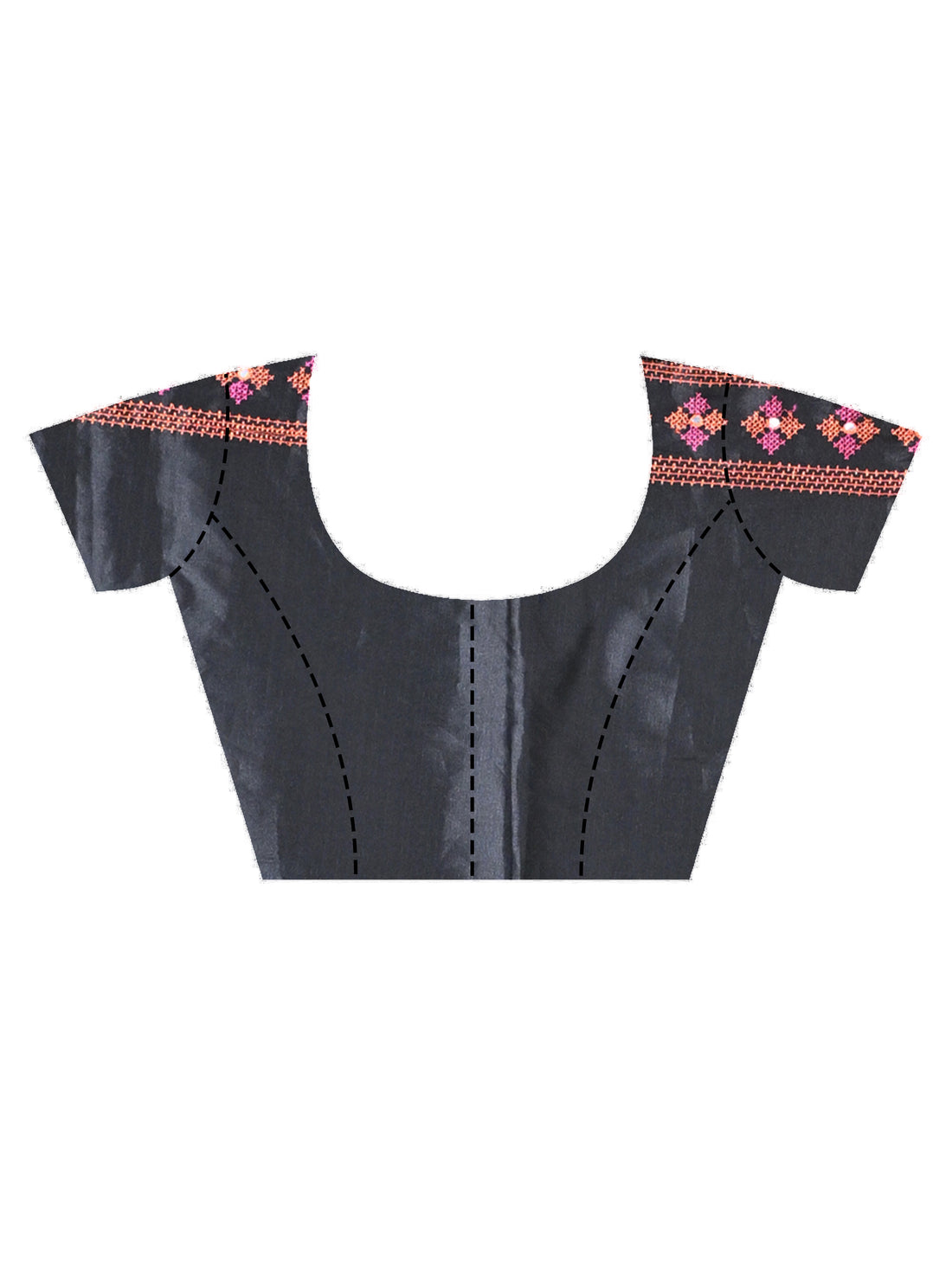 Black Kachhi Dupion Silk Saree with Buti Motifs and Designer Border